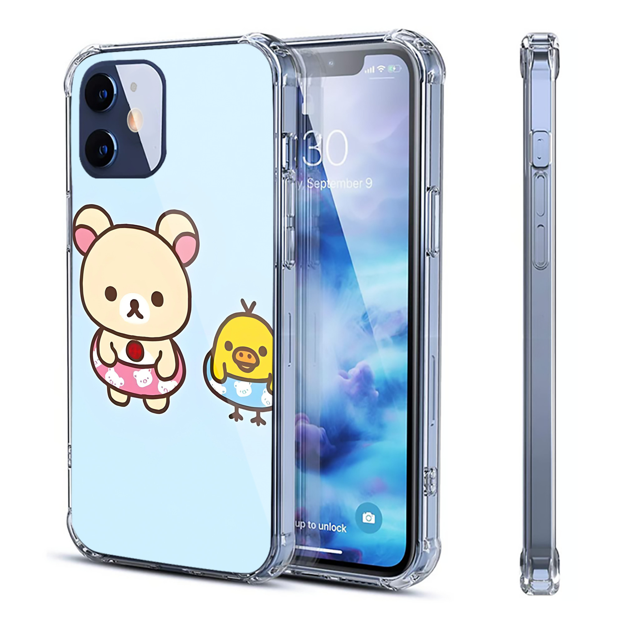 （画像用） リラックマ リラックマ キイロイトリ Rilakkuma Korilakkuma Kiiroitori 【iPhone 12シリーズ対応】透明スマホケース（クリアソフトケース）
